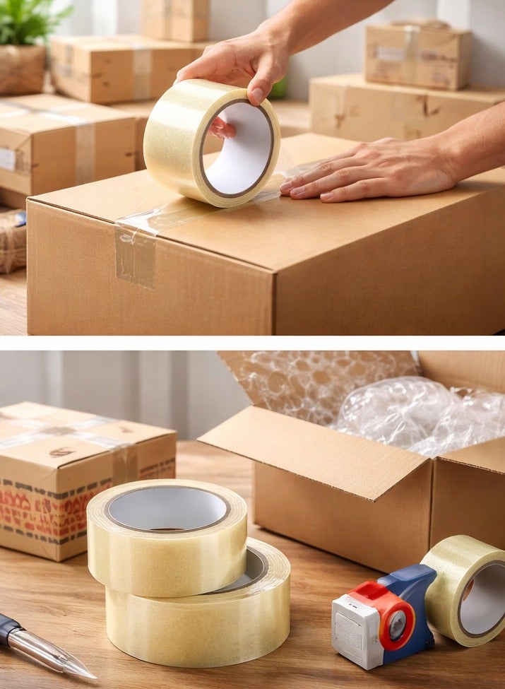 حرابي ميد شريط تغليف شفاف 70 ياردة قطعة واحدة 48 مم - شريط لاصق قوي وشفاف لإغلاق صناديق الكرتون والشحن. - Image 3